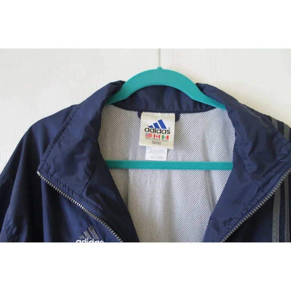 Adidas Jacket Men's L Navy Gray Half Zip Pullover Windbreaker Retro 90s Style